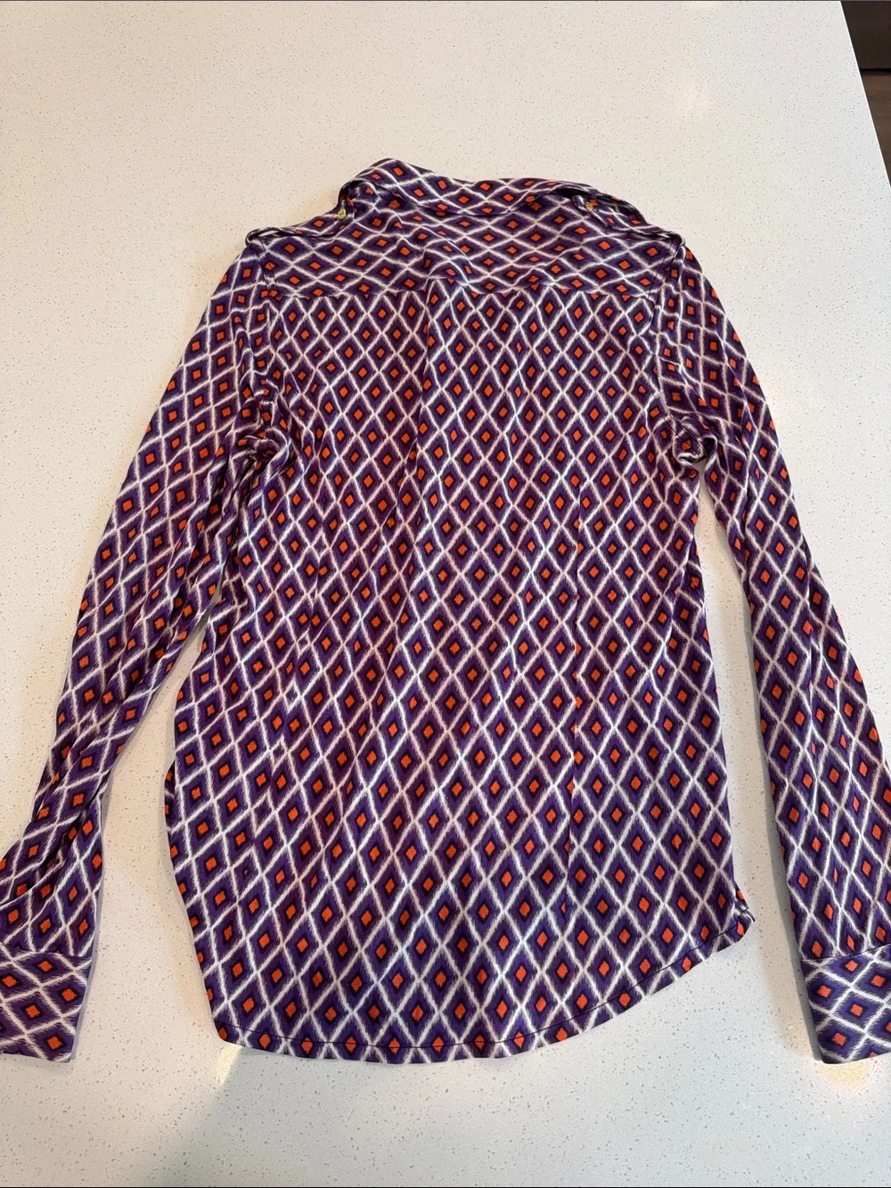 Tory Burch Purple Diamond-Print Button Down Shirt